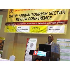 David Duli presenting a paper at the 9th tourism sector review conference