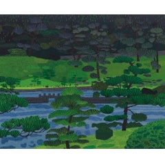 Jonas Wood, Japanese Garden 3, oil and acrylic on canvas, 2019, Estimate: $500,000  700,000.