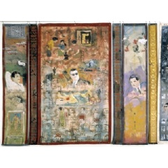 Chant Avedissian (1951-2018, b. Cairo, Egypt; worked in Cairo)
The Nassa Era and Om Kalsoum
c. 1994
Mixed media on corrugated cardboard, cloth
Purchased with funds provided by the Smithsonian Collections Acquistion Program, 96-20-3