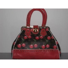 A LIMITED EDITION CHERRY MONOGRAM CANVAS & RED LIZARD SAC FERMOIR WITH BRASS HARDWARE BY TAKSAHI MURAKAMI, LOUIS VUITTON - HK$20,000-30,000