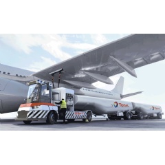 Electric Aircraft Refueller Transporter , equipped with two 30 tons fuel tanks (artist rendering  courtesy of Gaussin)