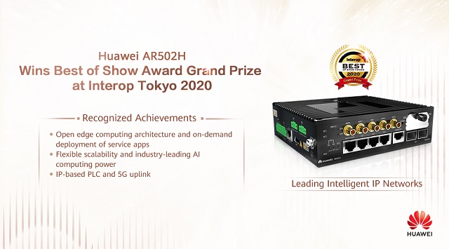 Huawei Ar502h Iot Gateway Wins The Best Of Show Award Grand Prize At Interop Tokyo Webwire