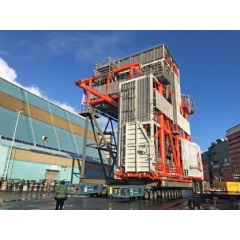 Load-out of the riser hang off module for the Snorre Expansion Project at Aibels yard in Haugesund. (Photo: Eva Sleire/Equinor ASA)