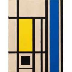 Marlow Moss Untitled (White, Black, Blue and Yellow) c.1954 Lent by Hazel Rank-Broadley 2001. On long term loan