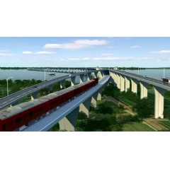 An artists graphic rendering of the Padma Multipurpose road and rail bridge currently being constructed in Bangladesh.