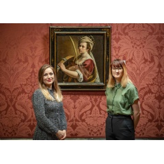 Image: The trainees in front of Artemisia Gentileschis Self Portrait as Saint Catherine of Alexandria, acquired with assistance from Art Fund, at the National Gallery in 2019  The National Gallery, London