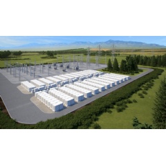 Visualization of the battery storage plant that Madeiras energy provider, Empresa de Electricidade da Madeira (EEM) ordered from Siemens and Fluence. (see complete caption below)