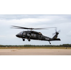 The first-of-type S-70M Black Hawk helicopter departs from the Sikorsky Training Academy in Florida Nov. 18 having received the FAAs Certificate of Airworthiness.