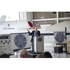 George Rumford, acting director and principal deputy, TRMC, delivers comments during SkyRange fleet expansion ceremony. Credit: Northrop Grumman