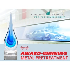 Henkel was recognized with a Suppliers Partnership Award for sustainability contributions in automotive pretreatment.