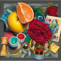 Audrey Flack, Queen, 1976, acrylic on canvas, 80 × 80 in. (203.2 × 203.2 cm), Smithsonian American Art Museum, Gift of Louis K. and Susan P. Meisel, 2022.11.5