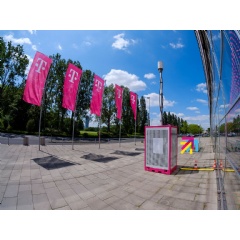 The antenna of the compact micro container can be extended up to a height of eight meters © Deutsche Telekom, Foto: Norbert Itterman