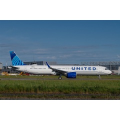 Photo caption: Uniteds first A321neo pictured here during its test flight in September 2023.