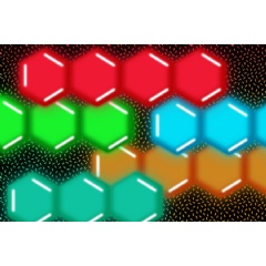 MIT chemists have come up with a way to make molecules known as acenes more stable. Here, an artist’s interpretation shows stylized acenes emitting red, orange, yellow, green, and blue light.
Credits:Image: Jose-Luis Olivares, MIT