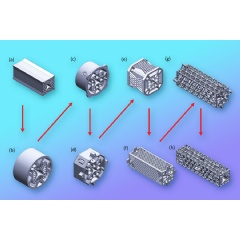 Because additive manufacturing allows the researchers to easily try new designs, they created a number of different quadrupole filters before arriving at the final iteration (h), (see complete caption below)