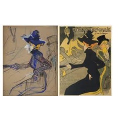 Henri de Toulouse-Lautrec, Jane Avril au Divan Japonais, 1892. Peinture à l’essence, grease pencil and graphite on cardboard, 82 x 63.4 cm. Estimate: €2,500,000 – €3,500,000. (see complete caption below)