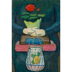 Gabriele Mnter, Still Life on the Tram (AfterShopping) (Stilleben in der Trambahn [Nach dem Einkauf]), ca. 1912. Oil on cardboard, 50.2x354.3 cm. The Gabriele Mnter and Johannes Eichner Foundation, Munich. @ 2024 Artists Rights