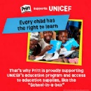 Pritt donates 100.000 Euro to UNICEF