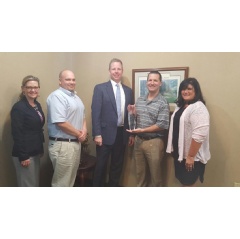 Dana Spadafora (Director of Human Resources, GreenWood), Mike Simmons (Corporate Director of Safety, GreenWood), Warren Blanchard (BB&T), Brad Wood (President, GreenWood) and Laura Lipscomb (CEO, GreenWood)