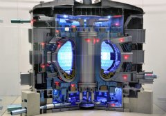 A 1:50-scale model of the ITER Tokamak, complete with lights indicating the major sub-systems. Credit: © ITER Organization, www.iter.org/