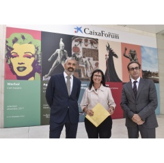 Elisa Durn, the Deputy General Director of la Caixa Banking Foundation; Ignasi Mir, the Director of the Culture Department, and Valent Farrs, the Director of CaixaForum Barcelona.