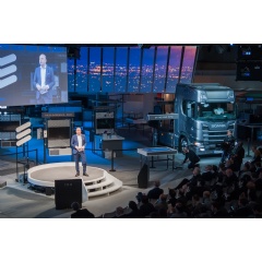 Henrik Henriksson, President and CEO of Scania at the Mobile World Congress in Barcelona. Tomas Hasselrot