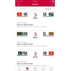 Match fixtures for the Hong Kong Sixes