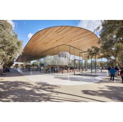 The Visitor Center is an architectural extension of Apple’s new campus.