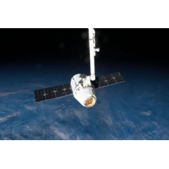 The Canadarm2 robotic arm prepares to release the SpaceX Dragon Commercial Resupply Services-6 cargo spacecraft from the International Space Station. Credits: NASA
