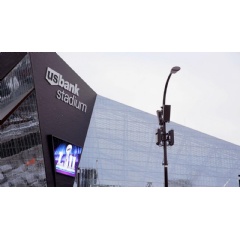 One of Verizons small cells outside U.S. Bank stadium enhances wireless data capacity.