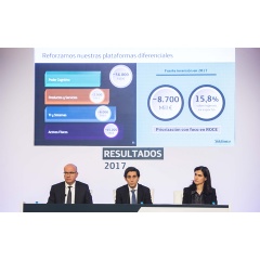 From left to right: ngel Vil, Chief Operating Officer (COO), Telefnica S.A.; Jos Mara lvarez-Pallete Chairman & CEO of Telefnica S.A.; and Laura Abasolo, Chief Finance and Control Officer, Telefnica, S.A.