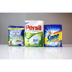 Henkel sells its Megaperls washing powder in a flexible package called quadro seal bag.