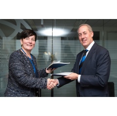 Stephanie von Friedeburg, IFC Chief Operating Officer and Michael Froman, Vice Chairman and President, Strategic Growth at Mastercard Sign Updated Agreement in Washington, DC on Sunday During the World Banks Annual Spring Meeting