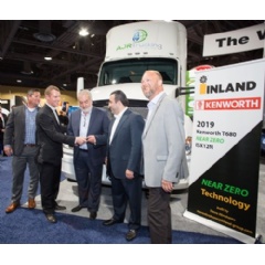 From left are Marcus Lionetti, AJR Trucking director of fleet services; Brett VanVoorhis, Kenworth western fleet sales manager; AJR Trucking co-owners Chris Khudikyan and Jack Khudikyan; and Chuck Peterman, Inland Kenworth.