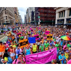 MAC Cosmetics and ELC employees at the 2018 NYC Pride Parade