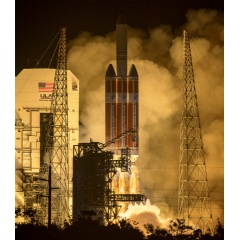 The United Launch Alliance Delta IV Heavy rocket launches NASA’s Parker Solar Probe to touch the Sun, Sunday, Aug. 12, 2018, from Launch Complex 37 at Cape Canaveral Air Force Station, Florida. Credits: NASA/Bill Ingalls.