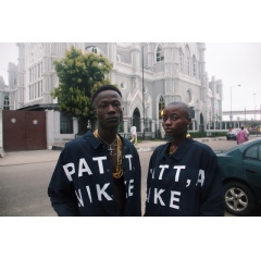 One feature in the new Patta collaboration with Nike: oversized, eye-catching font. Photo by Stephen Tayo.