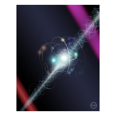 Artist’s representation of an electron traveling between two lasers in an experiment.
Credit: Nicolle R. Fuller, NSF
