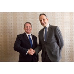 UK International Trade Secretary, Dr Liam Fox MP (left) with Bas Burger, CEO of Global Services, BT