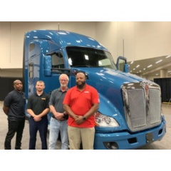 From left are Steve Harris (Stevens Transport), Christopher Bacon (TMC Transportation), Wade Bumgarner (Veriha Trucking), and Joseph Campbell (Roehl Transport).
