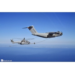 Copyright DGA 1

The Airbus A400M new generation airlifter has successfully achieved its first helicopter air-to-air refueling contacts with an H225M