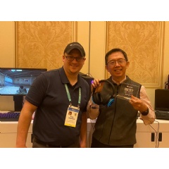 SXFI GAMER For The Win - CEO of Creative Sim Wong Hoo (right) with the SXFI GAMER, winner of three ‘Best of CES’ awards, and Ryan Gendreau aka “BlueDevil” of Overclock.