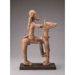 Inland Niger Delta artist; Djenn, Mopti Region, Mali; Equestrian Figure; 13th-15th century C.E.; Ceramic; National Museum of African Art, Smithsonian Institution, museum purchase, 86-12-2; Photograph by Franko Khoury.