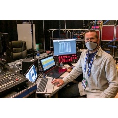 Safe: NBA Bubble HP operator Brian Hurst at the communications and audio control position