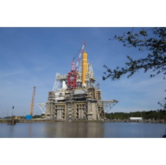 The massive core stage for NASA’s Space Launch System (SLS) rocket is in the B-2 Test Stand at NASA’s Stennis Space Center near Bay St. Louis, Mississippi, for the core stage Green Run test series.
Credits: NASA