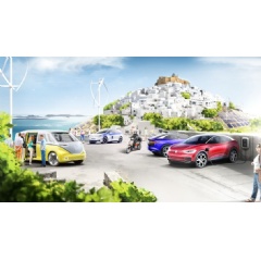 The Greek island of Astypalea
ID.3 – Power consumption in kWh/100 km (NEDC): 15.4-14.5 (combined); CO2 emissions in g/km: 0; efficiency class: A+; ID.BUZZ – Concept car; ID.CROZZ