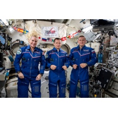 Expedition 64 Flight Engineers Kate Rubins of NASA and Sergey Ryzhikov and Sergey Kud-Sverchkov of Roscosmos are scheduled to depart the International Space Station.
Credits: NASA