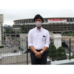 AP GMS stand-up position outside National Stadium, Tokyo. (AP Photo)