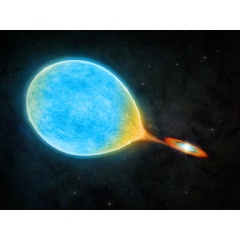 Illustration of a star in space

Artists depiction of a new type of binary star: a pre-extremely low mass (ELM) white dwarf.
Credit: M.Weiss/Center for Astrophysics | Harvard & Smithsonian/