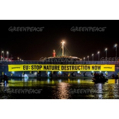 Greenpeace blocks soy ship in IJmuiden lock
Credit:
 Marten van Dijl / Greenpeace